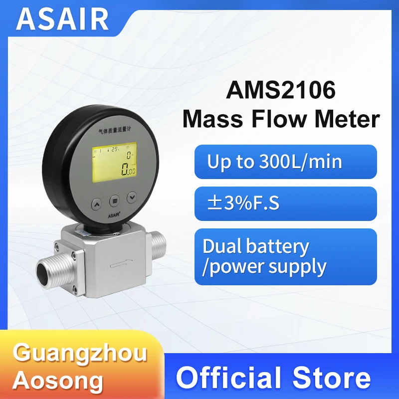 

ASAIR AMS2106 Thermal Mass Gas Flow Meter Compressed Air Oxygen Flow Meter replaces MF5706