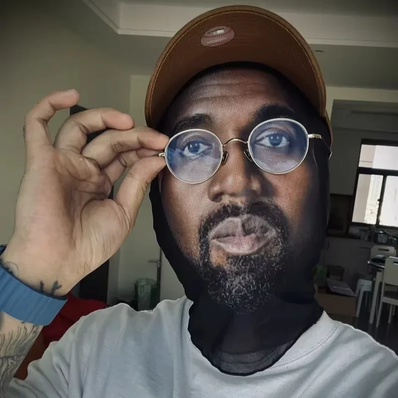 Face Mask Kanye Mask 3D Printed Elastic Mesh Full Face Mask For Men Women Cosplay Headwear Hip Hop Fashion Balaclava Hood Hat Headgear