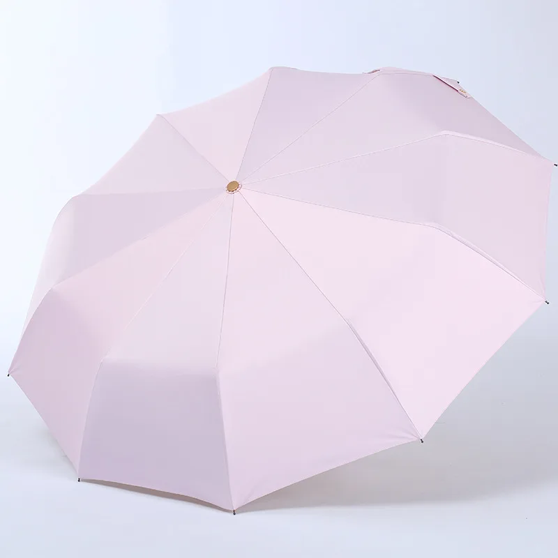 10 Bone Clear Umbrella Titanium Sunscreen UV Protection Triple Fold Sunshade Umbrella Chrome Handle
