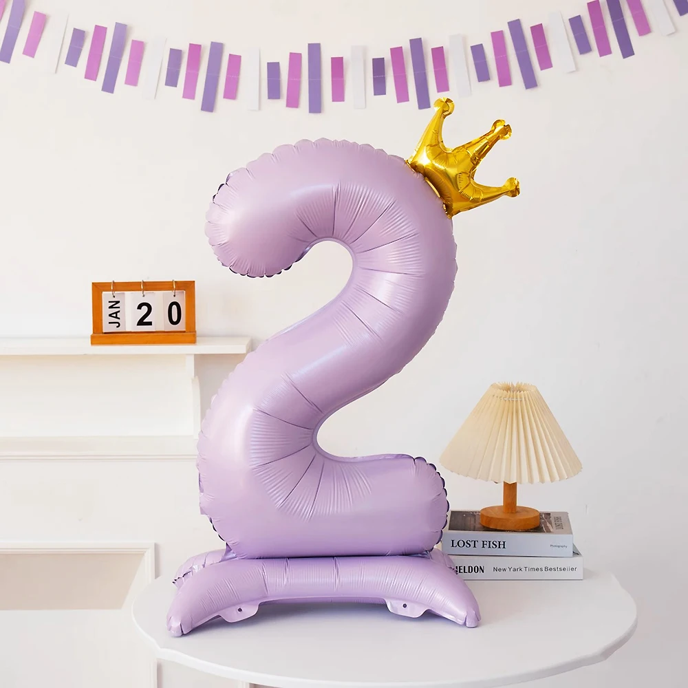 42inch Standing Foil Number Balloon Crown Digital Balloons Girl Birthday Party Decor Wedding Party Supplies