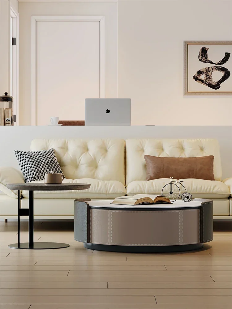 

Европейский доступ люкс Высококачественный простой круглый комбинированный журнальный столик с каменной тарелкой