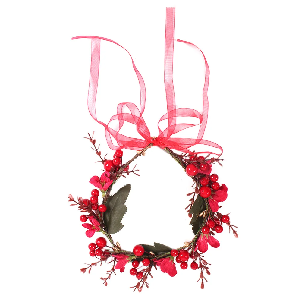 

Christmas Flower Hairband Floral Hair Garland with Berry Christmas Hair Wreath for Woman
