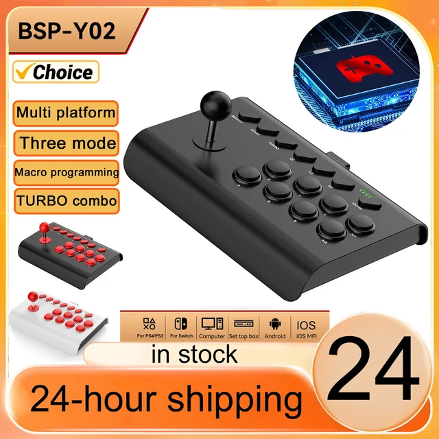 6In1 Retro Arcade Console Game Joystick Rocker Wireless Bluetooth Wired 2.4G Fighting Controller for Nintendo Switch PS4 PS3 PC