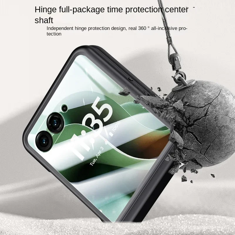 Spring Hinged PU Leather Case with Tempered Glass Protector, All-Inclusive Cover