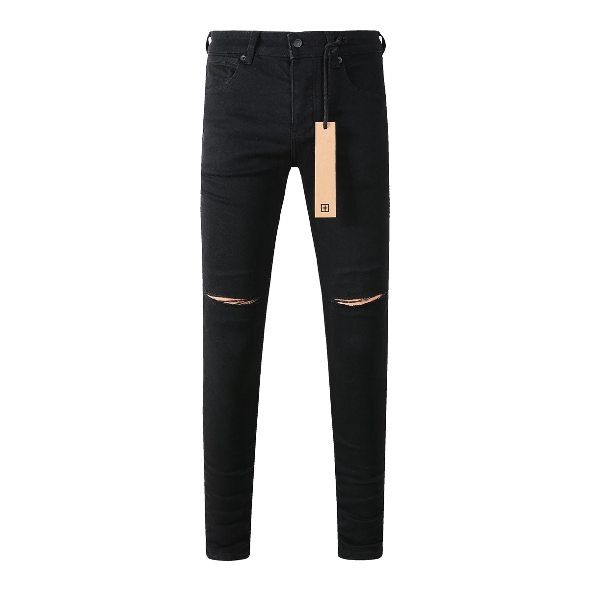 Black classic jeans men's High street slim stretch washed wear-resistant ripped jeans 3005