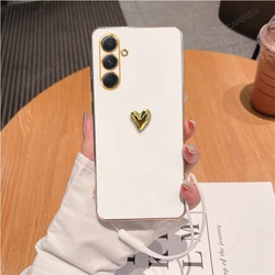 3D Gold Heart Plating Silicone Soft Phone Case - Elegant Protective Cover for A04 (GMAXSS White)