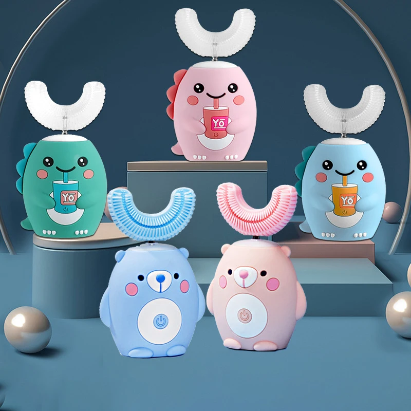 360도 음파 칫솔 부드러운 강모 교체 칫솔 헤드 어린이 성인을위한 U 자형 전동 칫솔 헤드