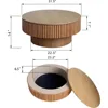 31.5'' Natural Coffee Table Modern Handcraft Drum Round Circle Wooden Solid Wood Veneer Tea Table for for Living Room Apartment 3
