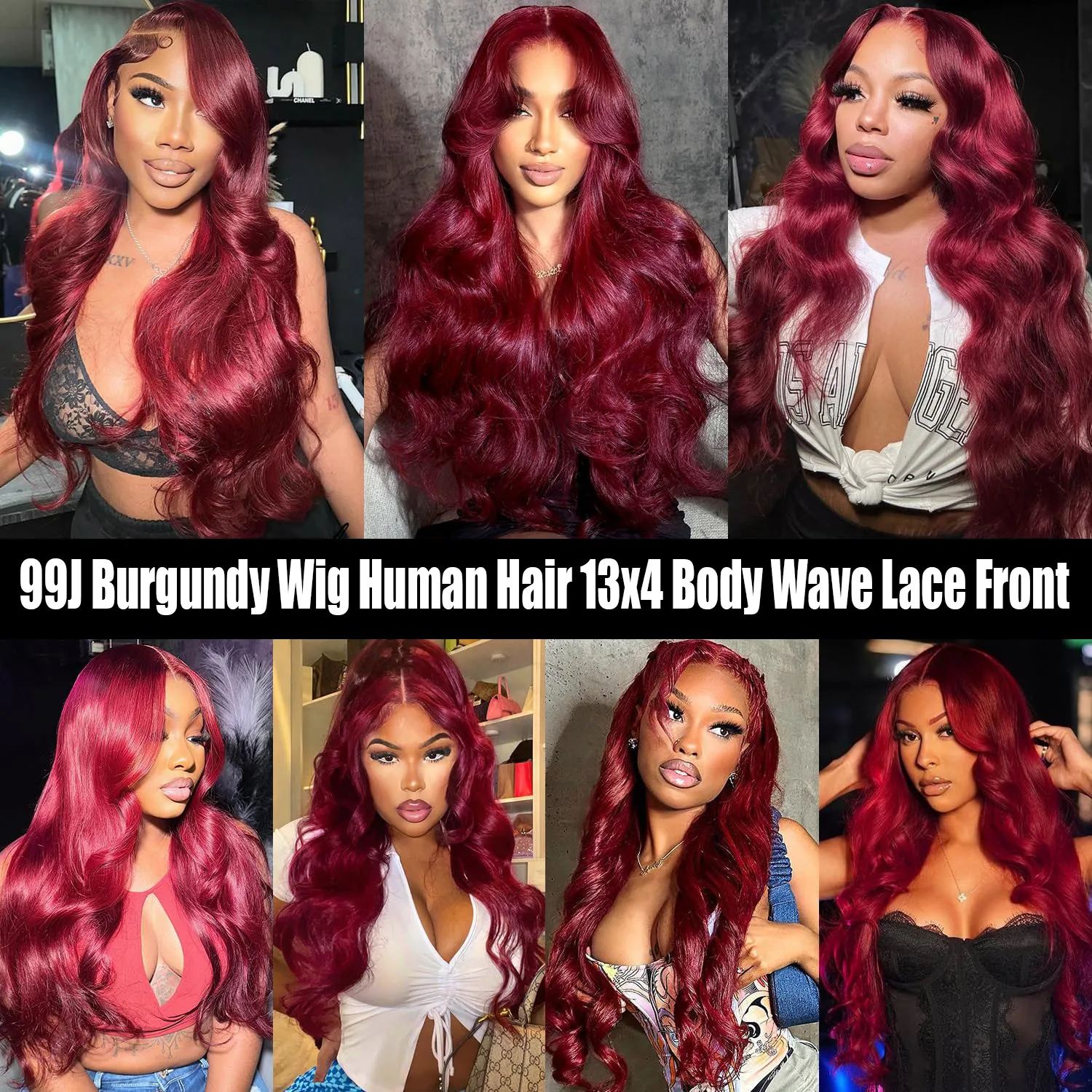 30Inch 99J Burgundy Lace Front Wig Human Hair 13X4 Body Wave 99J HD Lace Front Human Hair Wig Pre-Plucked Baby Hair 200% Density