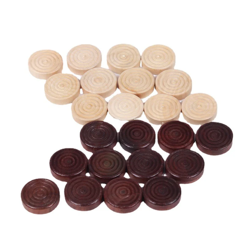 24 Pieces/Set New Hot Sale Wooden Round Chess Pieces Backgammon Big Pieces Chess Game Accessories Two Colors Each 12
