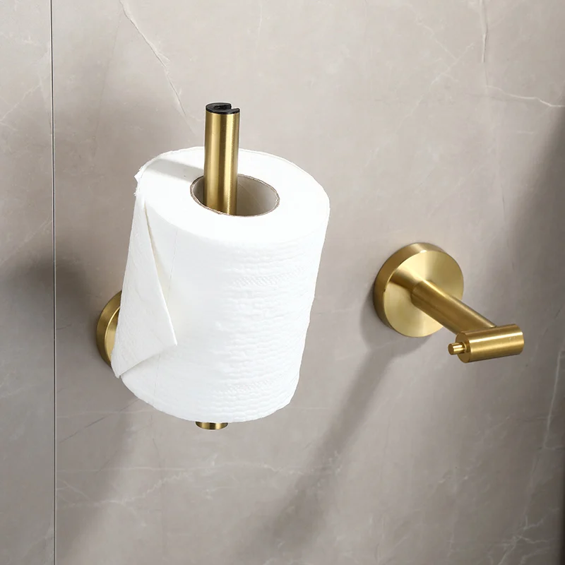Self Adhesive Toilet Paper Holder Brushed Gold Stainless Steel Square Tissue Holder For Bathroom Storage Wc Accessories