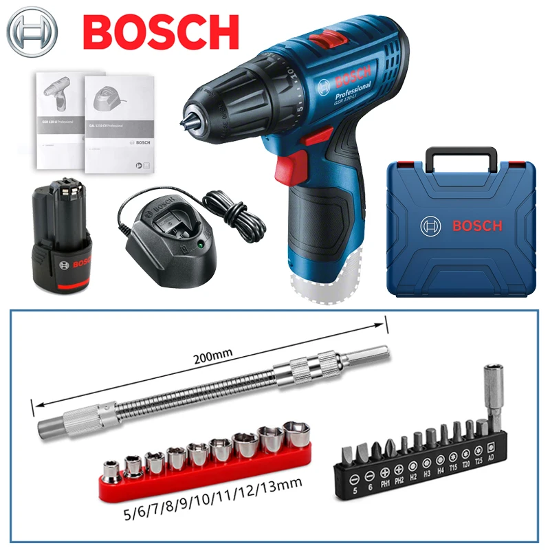 Аккумуляторная отвертка BOSCH GSR 120-LI 12 В, миниатюрная легкая модель, ручная электрическая дрель «сделай сам» в домашнем стиле, стандартные наборы