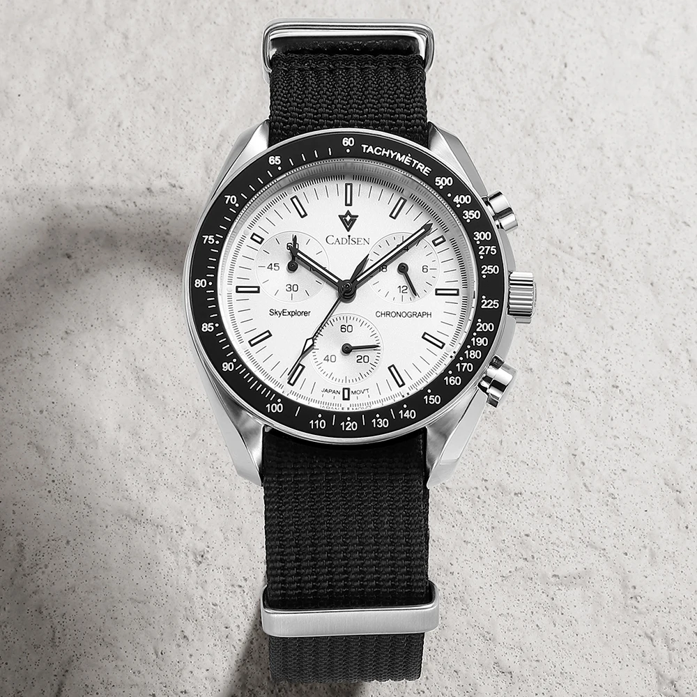 CADISEN Men's Luxury Quartz Watch – Sapphire Crystal, VK68 Chronograph, Automatic, Canvas Strap 5