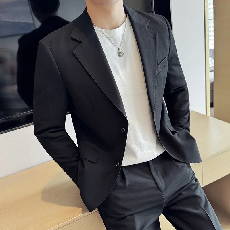 Tencel High Tech Fabric Men Spring Summer Thin Suits 2 Pieces (jacket+pants) Business Casual Office Wedding Groom Dress Suit
