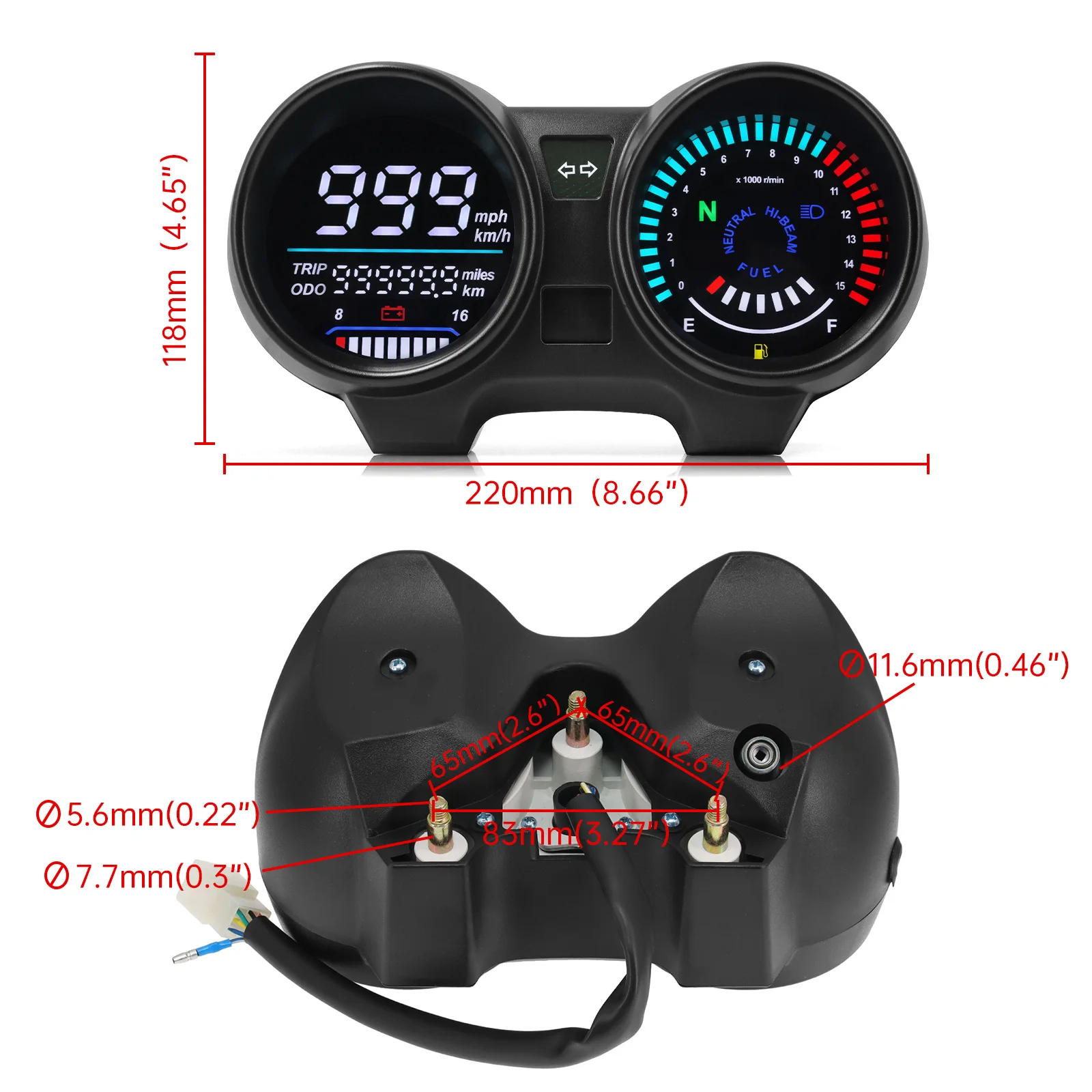 Motorcycle Speedometer LED Digital Dashboard Motorcycle Speedometer For CG125 RPM Meter Moto Dashboad Digital Panel for TITAN 150 Honda CG150 Fan150
