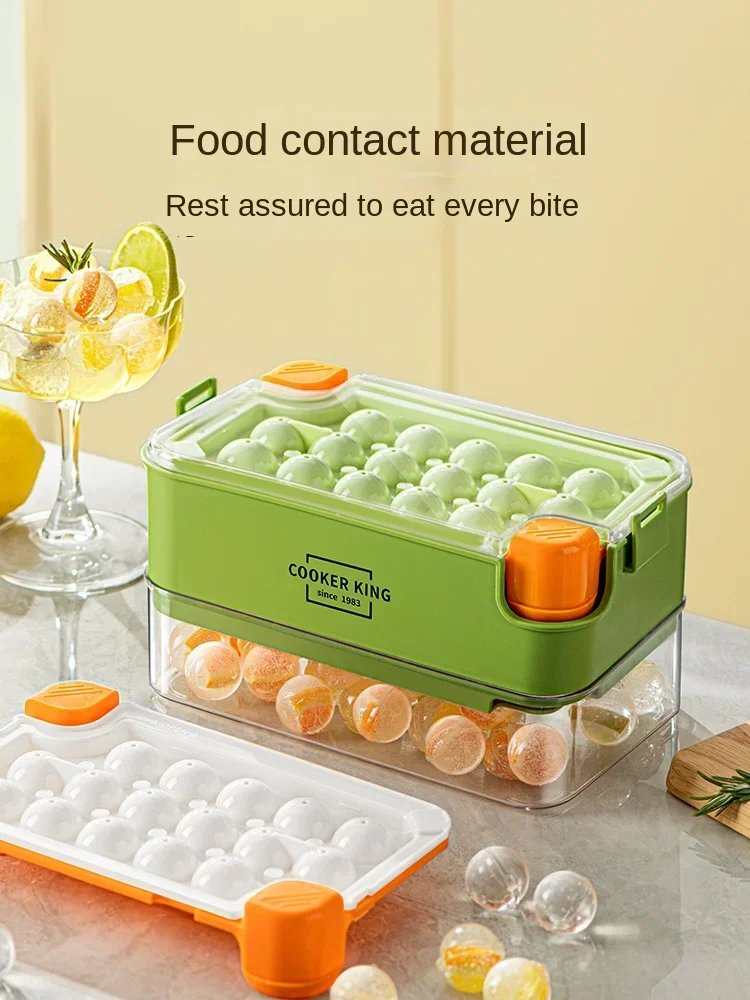 COOKER KING Ice Cube Mold Press Ice Tray Home Refrigerator Homemade Storage Box Hockey