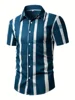 Shirt 3D Printed Striped Plaid Pattern Daily Commute Wear With Men Women Stylish Personality Lapel Button-up Short-sleeved Shirt 4