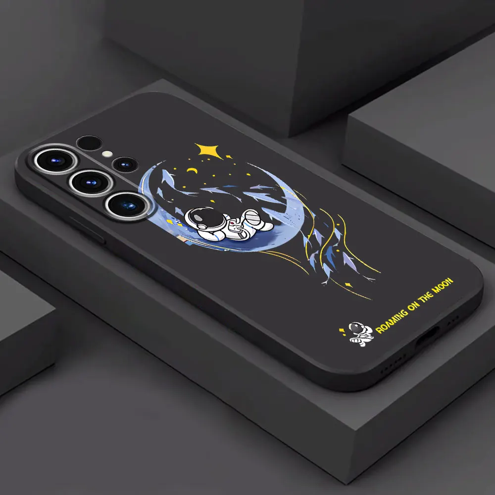 Matte Black Space Astronaut Cartoon Soft Cover Case