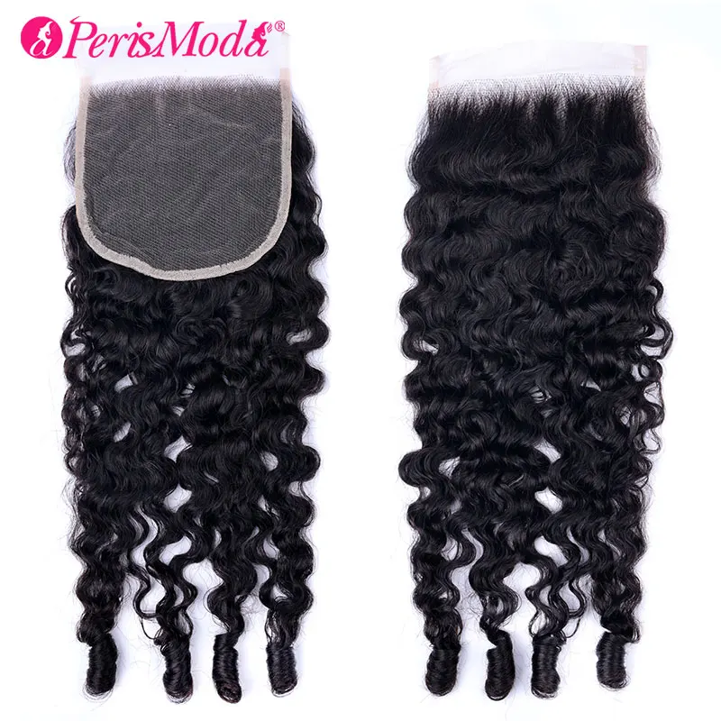 PerisModa Burmese Curly Lace Closure 4x4 Brown Lace 5x5 HD Transparent Lace Swiss Lace Natural Color Human Hair With Pre Plucked 1