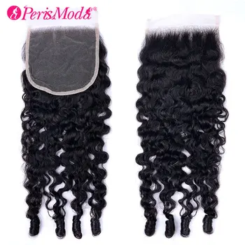 PerisModa Burmese Curly Lace Closure 4x4 Brown Lace 5x5 HD Transparent Lace Swiss Lace Natural Color Human Hair With Pre Plucked 1