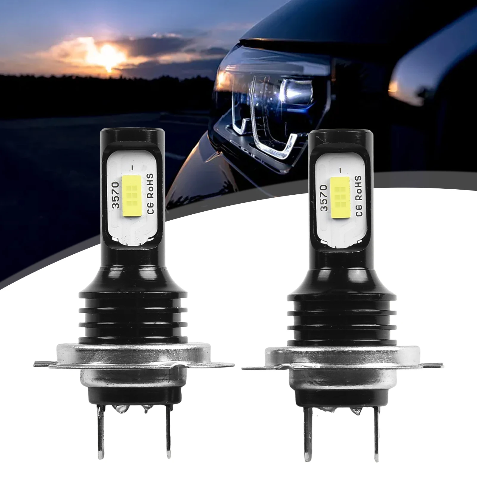 고품질 H7 헤드라이트 전구 백색광 12V-24V 4000LM 알루미늄 합금 블랙 헤드라이트 전구 IP68 자동차용