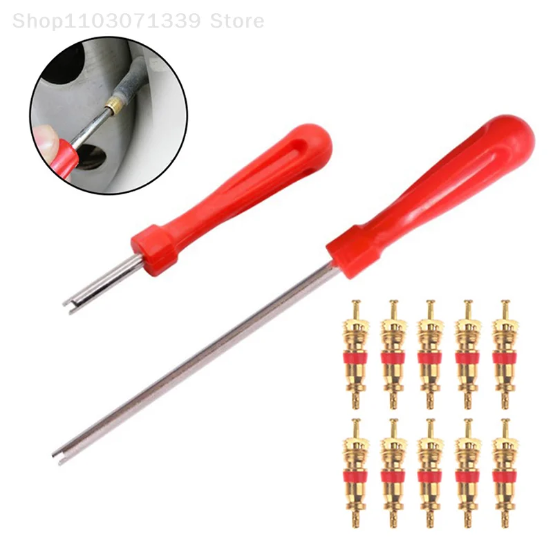 

Tire Valve Removal Tools Wrench Plastic Handle Iron Plated Wrench Repair Hand Tool for Car Bike Bicycle Motorcycle