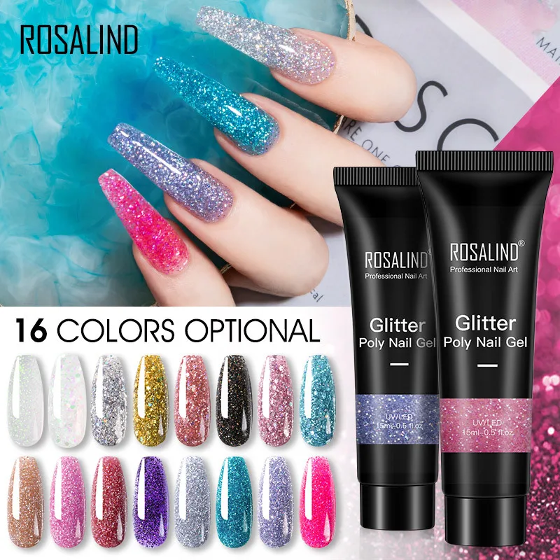 

ROSALIND Poly Acrylic Gel For Manicure 15ML Nail Gel For Extension 16 Colors Poly Nails Gels Art Poly Painting Gel Polish