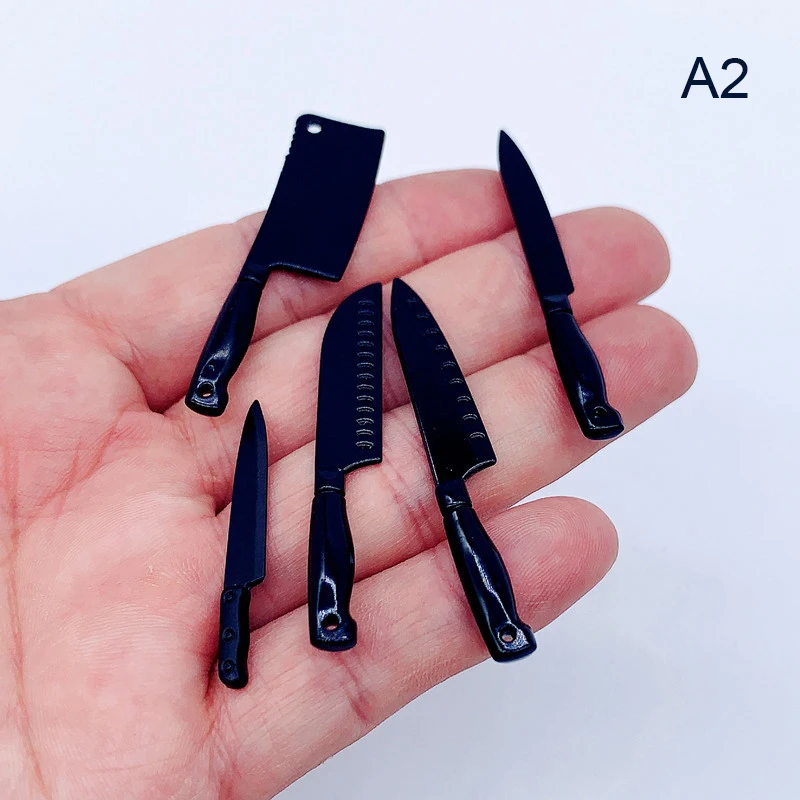 Dollhouse Mini Kitchen Knife and Cooking Utensils Set - Dollhouse Kitchen Decoration Accessories Toy