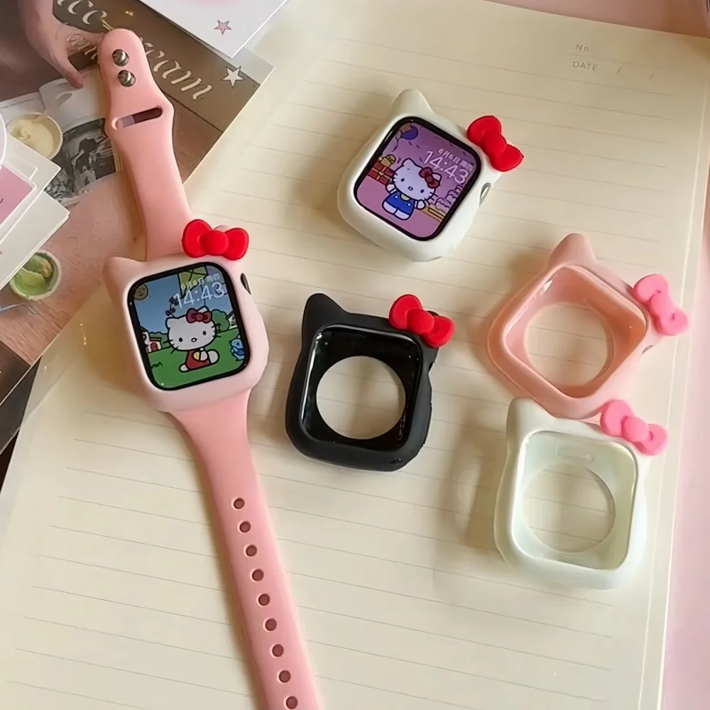 Hello Kitty Bowknot Cat Soft Silicone Cover Apple Watch Cover SE