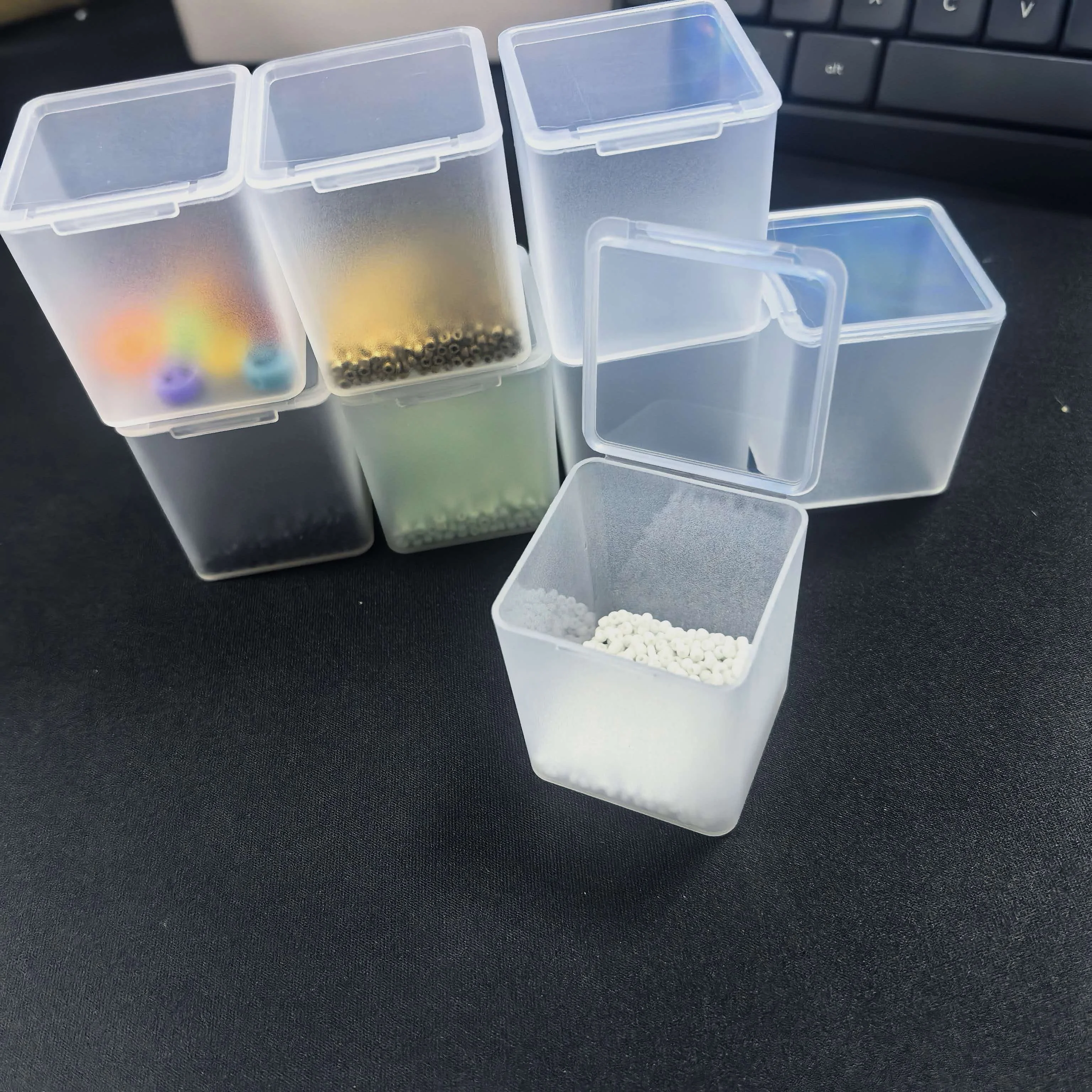 Pack of Clear Plastic Storage Boxes with Hinged Lids – Lightweight and Stackable for Home and Office Organization