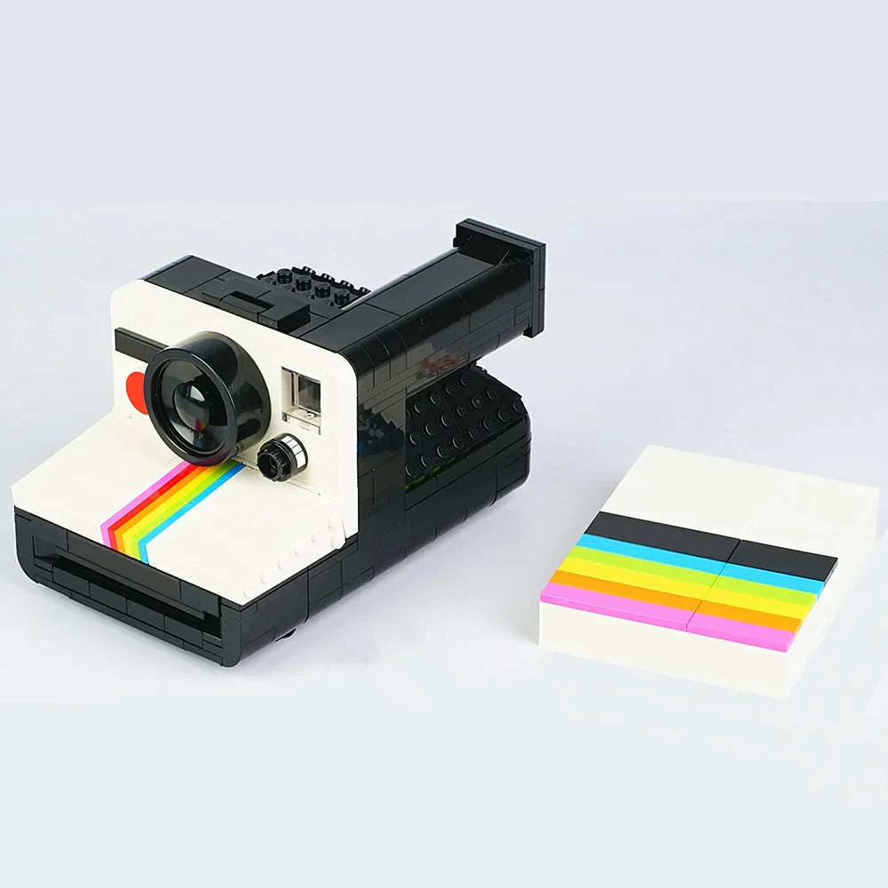 아이디어 폴라로이드 크리에이티브 브릭 카메라 장난감, 원스텝 SX-70 FIT-MOC-21345 모델 빌딩 블록, 어린이 크리스마스 선물, 2024 신제품, 500PCs