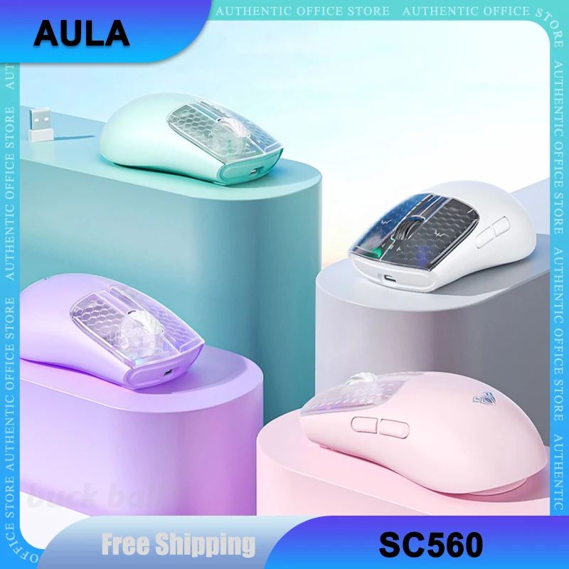 

Aula SC560 Mouse3 Mode 2.4G Bluetooth Wireless Mouse Lightweight 10000DPI Adjustable Fashion Mouse For Mac/Windows Mice Gifts