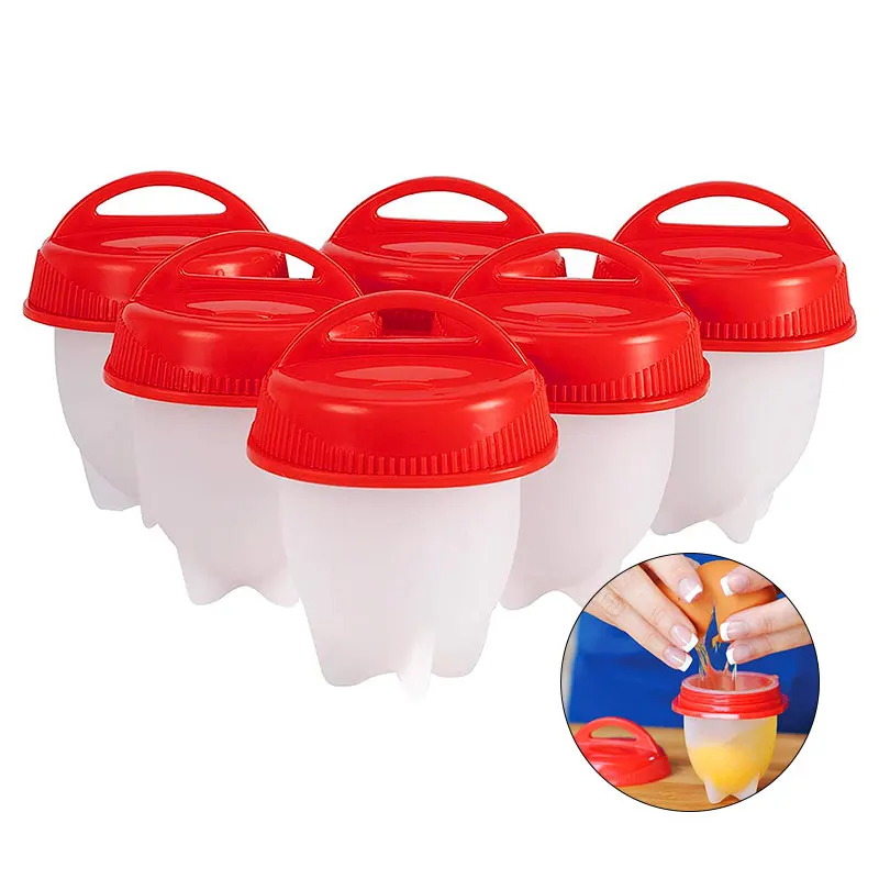 Egg Cooker 3/6pcs BPA Free Silicone Egg Boiler Steamer Non-stick Egg Cook Cups Fast Poacher For Breakfast Kitchen Cooking Tool