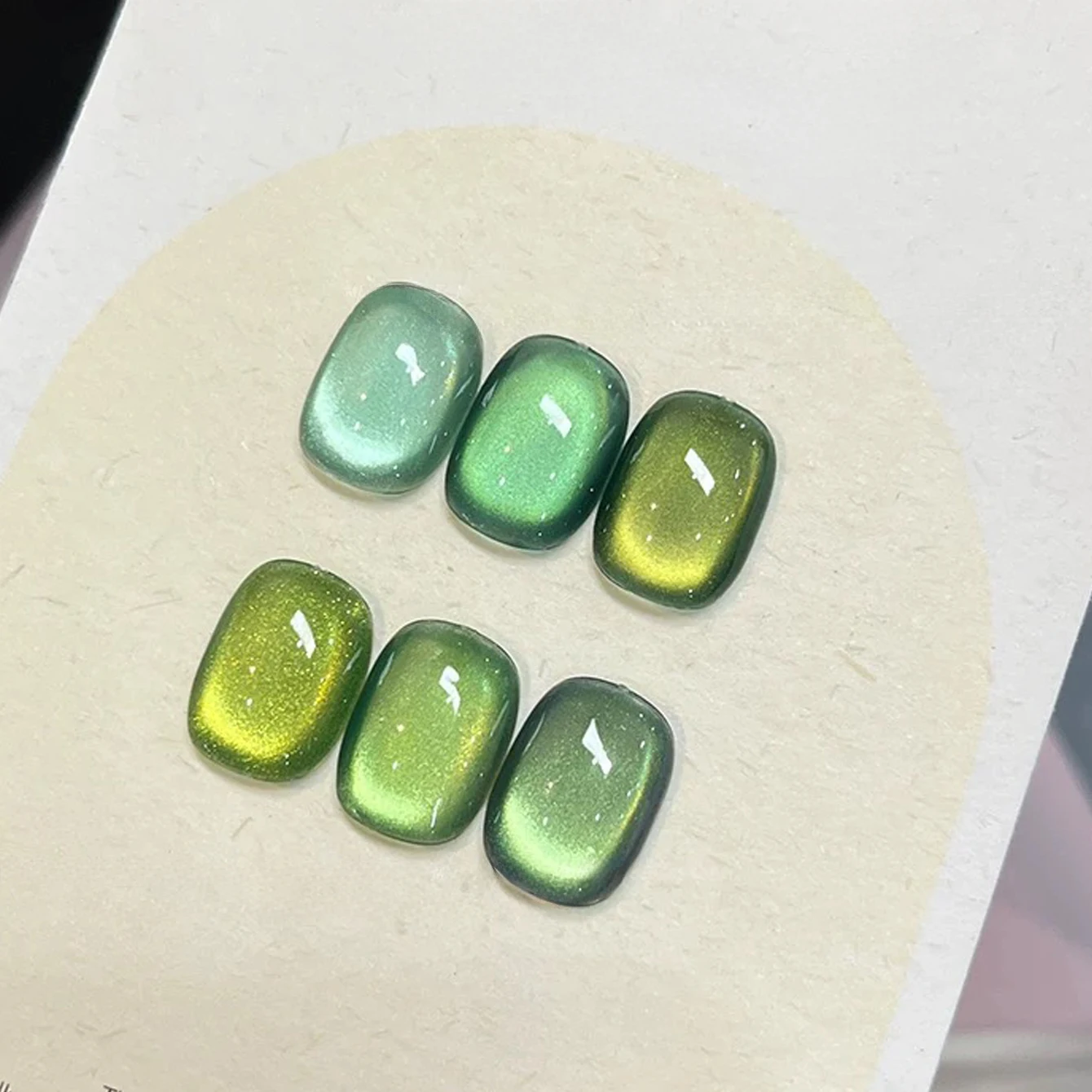 12ML Strobe Green Cat Eye Magnetic Gel Polish - Summer Nail Collection