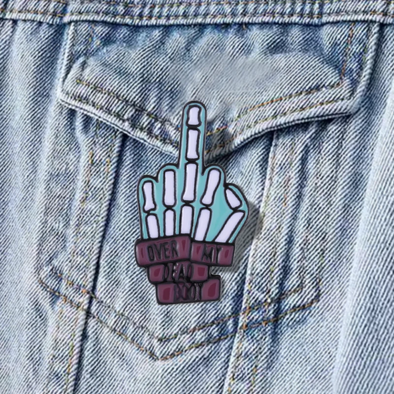 

Эмалированные заколки на средний палец, индивидуальные броши в стиле панк, скелет, броши на лацкан, значки, украшения на Хэллоуин, подарок для детей, друзей