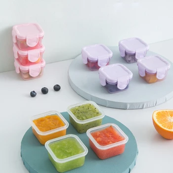 Set of 4 Baby Newborn Food Freezer 60ml Storage Containers 6 Colors Mini Food Condiment, and Sauce Containers A2UB