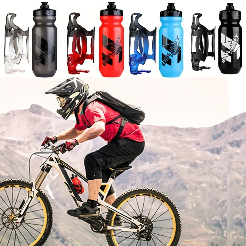 Fahrradflaschen-Set, wasserdicht, rutschfest, robust, leicht, Flaschenhalter, BPA-frei, 610 ml, auslaufsichere Wasserflasche zum Auspressen – Detail 1