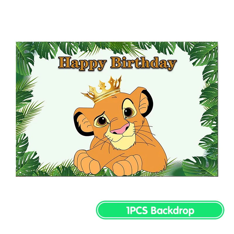thumbnail image 1 of Decoración de cumpleaños del Rey León de Disney, vajilla, suministros, mantel de Simba, vasos de papel, platos, telón de fondo, globos, regalos para niños, 1 of 5