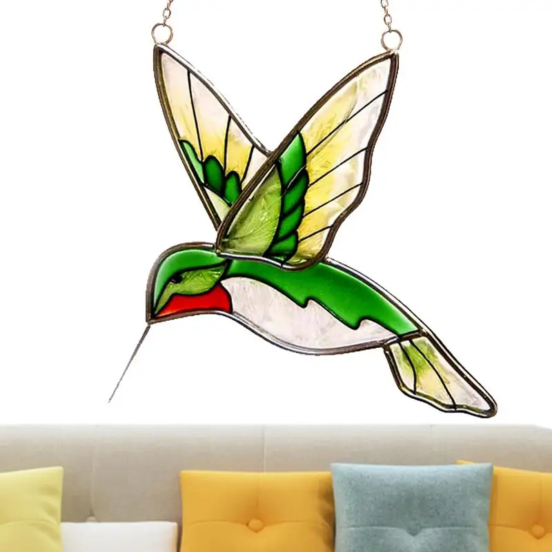 

Hummingbird Suncatchers Stained Glass Hummingbird Decor Bird Window Pendant Colored Bird Decoration Accessory for Window