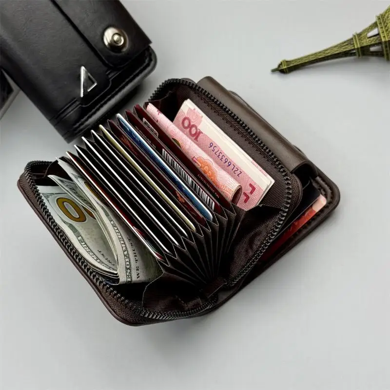 Portafogli Portatili Retrò da Donna in Morbida Pelle PU, Portamonete Multi-Card, Porta Biglietti da Visita, Borsa Corta con Cerniera per Carte - immagine 4