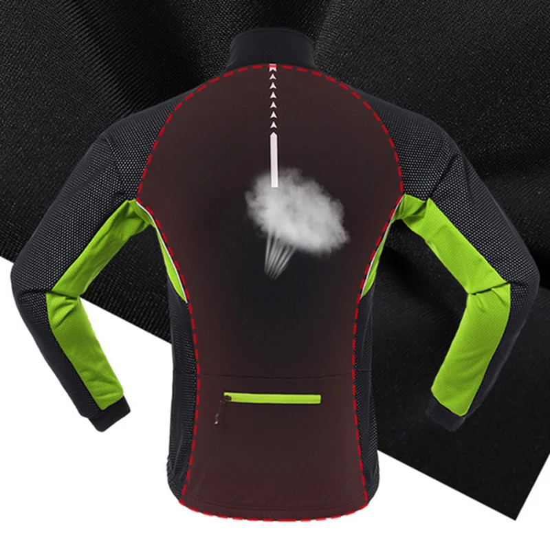 ARSUXEO Winter Keep Warm Cycling Jacket Men Quick Dry Bicycle Clothing Jersey Windproof Waterproof Ride Coat Road Bike Equipment
