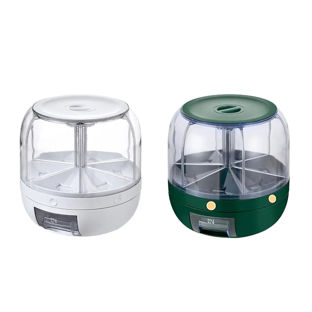

Retain Freshness With Large Capacity Grain Storage Container Transparent 6 Spaces Easy Access Dispense Sealed Lid