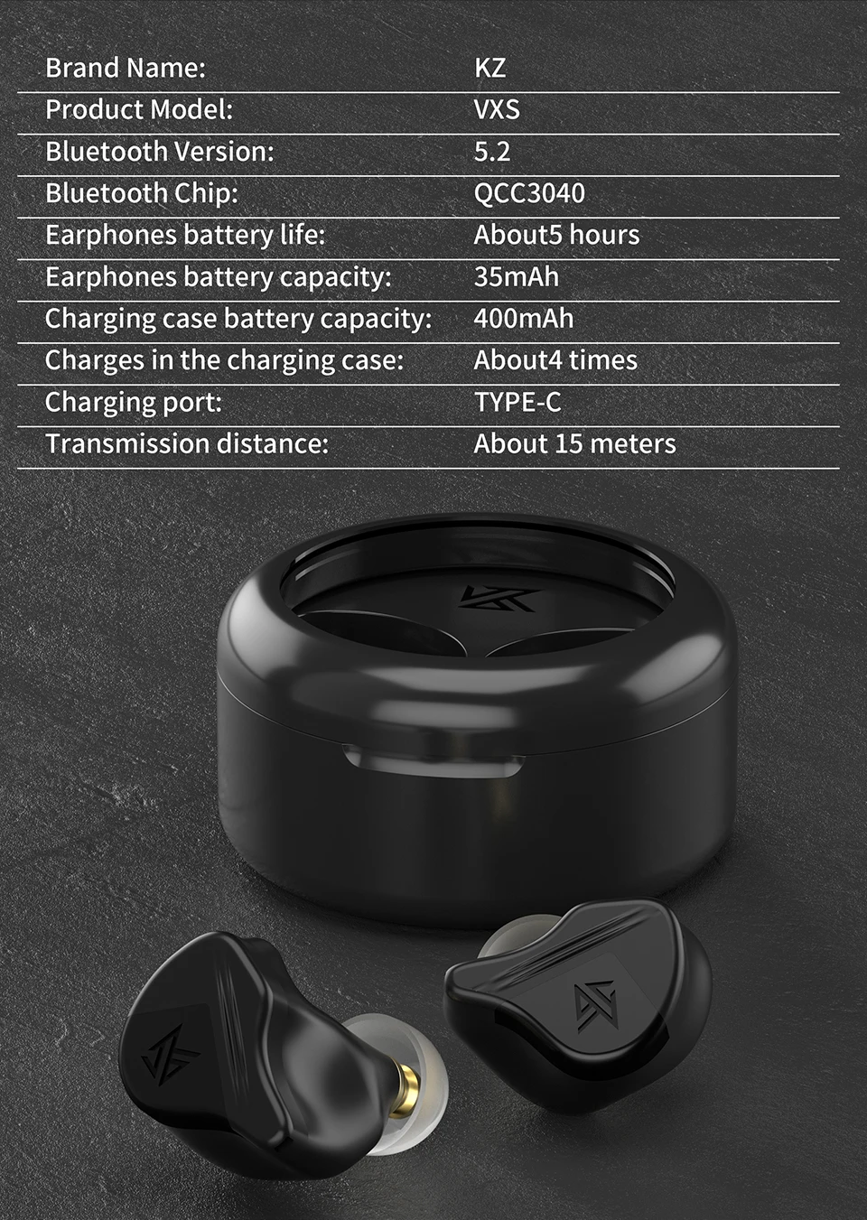 ワイヤレスイヤホン ヘッドホン KZ VXS プロ真のワイヤレス イヤホン ヘッドフォン Bluetooth 53 インイ VXS Pro