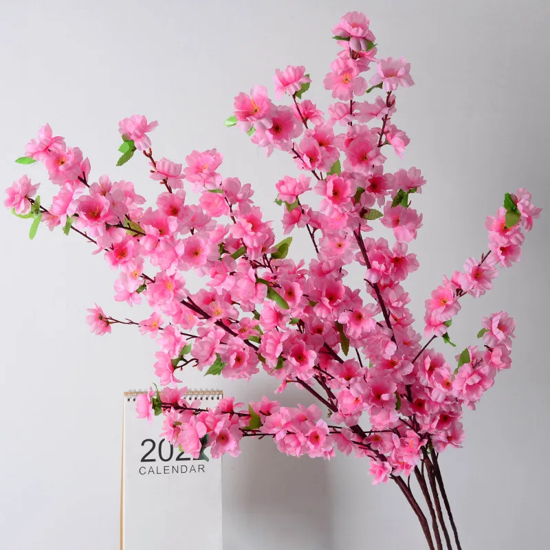 Artificial Peach Blossom Branch Spring Plum Cherry Blossom Silk Flower Tree Decoration Home Wedding DIY Decoration 1/3/5pcs