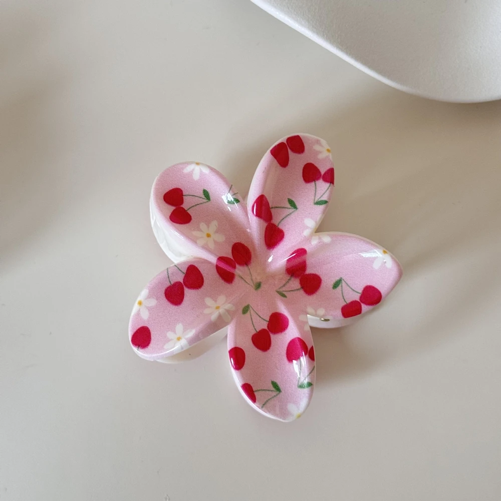 Set mollette per capelli a forma di fiore con stampa ciliegia_voghion.com