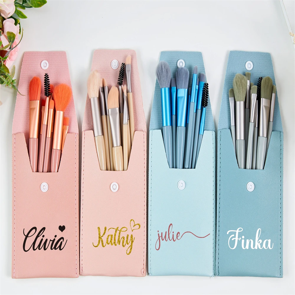 

Personalized Mini Travel Makeup Set, Brushes Bag, Bridesmaid Gifts, Bachelorette Party, Cosmetic Bag for Women, 8Pcs