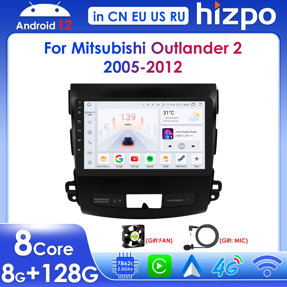 

Hizpo 9 "беспроводной Carplay Android для Mitsubishi Outlander 2 2005-2011 Citroen C-Crosser Peugeot 4007 автомобильное радио Multimidia 2 Din