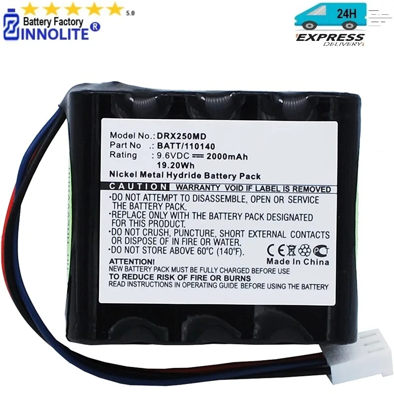 9.6V Ni-MH High Capacity High Quality Battery Compatible with Drager 120140, BATT/110140 Oxipac 2500