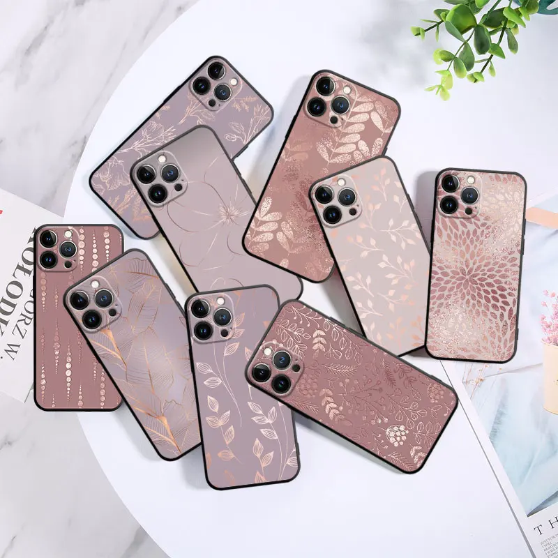 Capinha Funda Rose Gold Leaf Grass Per Iphone Xr 12 11 7 8 Xs 14 Plus 14 Pro Max 6S 6 13 X Ufficiale Soft