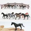 8 pcs Mini Simulation Farm Wild Small Horse with 6 pcs Fence Colorful Small Horse Soft Glue Children's Toys Animal Model Combina 3